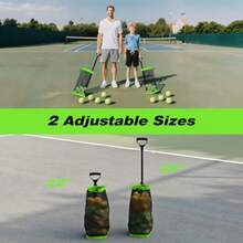 Lightweight Tennis Ball Hopper Holds 50+ Tennis Balls or 40+ Pickleballs Durable and Portable Adjustable Tennis Ball Picker Great for Hard Court Clay Grass Car Trunk - Amarillo - Ver 7
