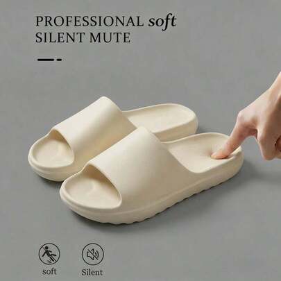 Summer Solid Color Minimalist EVA Slippers, Comfortable Thick Sole For Indoor, Home, Outdoor, Beach