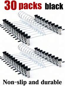 10 piezas de perchas para pantalones con pinzas chapadas en zinc, estante de almacenamiento multifuncional de acero inoxidable, antideslizante y sin rastro, adecuado para ropa, faldas, pantalones, vaqueros, artículos para el hogar, muebles, armario, regalo de inauguración de la casa, mudanza, artículos esenciales para volver a la escuela - Plateado - Ver 11