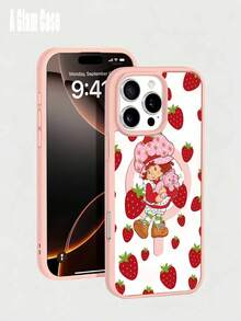 Magnetic Sweet Retro Strawberry Doll Pink Cute Phone Case  Forros Para It Is Compatible With Galaxy Models Including Compatible For Galaxy S25ultra, S24, 24 Ultra S23, S22, S21 PLUS, FE And Ultra,Galaxy A33 Compatible With For Iphone17 Pro Max, 16e, 15, 14 And 13. It Makes A Perfect Gift For Birthdays, Holidays, New Year And Valentine's Day.Valentines Day Good Valentines Gifts - 粉色 - 查看 3