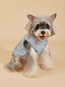 Chaqueta con cremallera acolchada de algodón con estampado de perro para mascotas en otoño/invierno - Gris - Ver 6