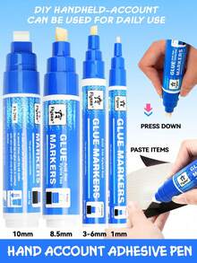 4-In-1 Bullet Journal Glue Pens Set, 4 Nib Styles (1.0mm Round / 3-6mm Rotary / 8.5mm Slanted / 10mm Flat), High Capacity Quick-Drying Non-Acidic Glue Pens For Wet & Dry Use, Smudge-Free For Scrapbooking, DIY, Office - Multipurpose Glue Pen - View 2