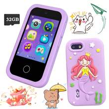 32GB Kids Smart Phone Toy, 2.8" HD Touchscreen, Dual Camera, Cartoon Silicone Protective Case, 12 Languages, Educational Games, Reading Assistant, Long Battery Life, Best New Year Gift - Multicolor - View 1