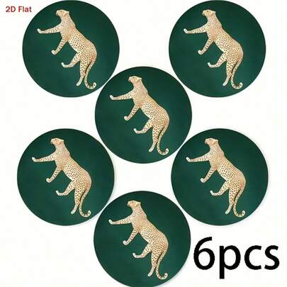 6/60 قطعة (مع/بدون حامل) بطانات كوب خشبية ذات نمط حيواني فهد طبيعي، مناسبة للفناء والمطبخ وغرفة المعيشة وتجمعات المنزل وديكور طاولة الطعام، هدية للأصدقاء والعائلة، مناسبة لعيد الحب والزفاف وعيد الميلاد والحفلات وديكور المنزل