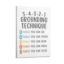 1pc Framed Wall Deocr Canvas Poster Grounding Technique Control Calming Corner Posters, Mental Health Posters, Office Wall Decor, Classroom Educational Poster Emotions Chart Coping Skills, Counselor Office Decor, Wall Art With Frame - I - View 1