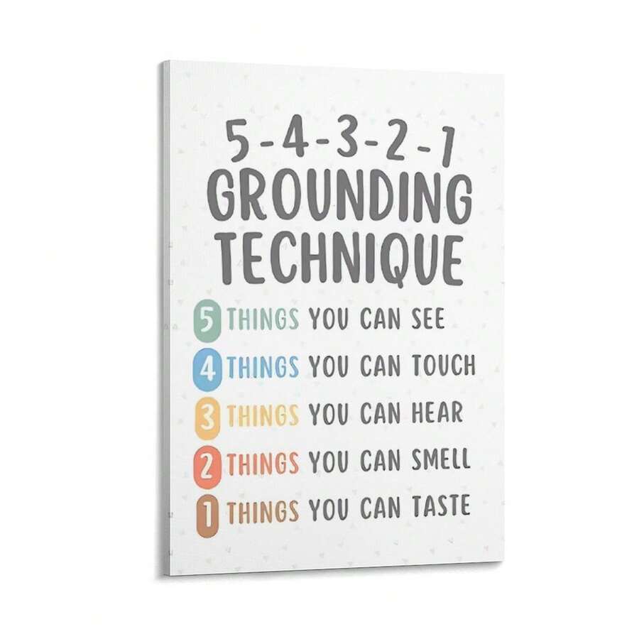 1pc Framed Wall Deocr Canvas Poster Grounding Technique Control Calming Corner Posters, Mental Health Posters, Office Wall Decor, Classroom Educational Poster Emotions Chart Coping Skills, Counselor Office Decor, Wall Art With Frame - I - View 1