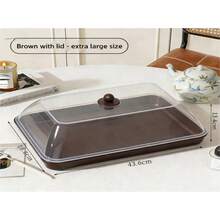 Reusable Covered Dustproof Tray, Unbreakable Fruit/Dessert/Snack/Cake Display Platter, Suitable For Festivals, Weddings, Parties, And Banquets - Brown - View 10