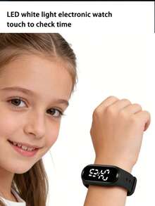 5pcs/Set Jam Tangan Digital LED Anak-Anak dengan Tali Silikon TPU, Menampilkan Waktu, Bulan, Tahun, dan Minggu, Tali Dapat Diganti, Cocok untuk Sekolah, Pemakaian Sehari-hari, Liburan & Hadiah, 1 Jam Tangan Hitam dengan 4 Tali Berwarna - Hitam - View 6