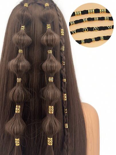 80PCS Alloy Hair Jewelry Hair Cuffs For Braids Metal Dreadlock Beads Hair Cuffs Rings Multi Style Braids Accessories Hair Decoration For Girls Boho