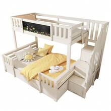 Kids Bed Frames, Headboards & Footboards - White + Wood+Metal - View 3