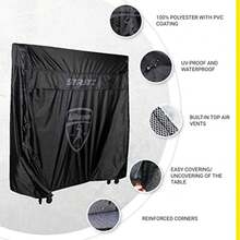 MyT Strati Table Cover for Foldable Indoor and Outdoor Table Tennis Tables 100% Polyester with PVC Coating Black - Negro - Ver 3