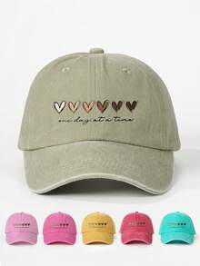 1 pieza Gorra de béisbol con lavado, estampado de corazón degradado y letra en inglés, para uso al aire libre. Ajustable, con protección solar, estilo casual, adecuada para primavera, otoño, viajes, vacaciones en la playa, para hombres y mujeres, estilo Y2K, Día de San Valentín - Gorra de béisbol - Ver 10