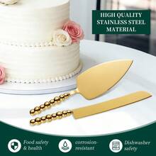 2件套不锈钢蛋糕刀和蛋糕铲套装，珍珠陶瓷手柄，优雅烘焙披萨铲工具，适用于婚礼、生日、派对等场合。 - 彩色 - 查看 5