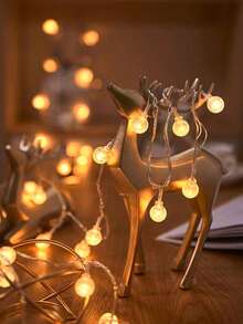 1条1.5米/3米/6米/10米LED水晶球串灯，电池盒供电，悬挂式仙女灯串，室内装饰泡泡仙女灯，适用于卧室、客厅、阳台、花园、露营、生日派对、婚礼、露台、节日装饰、花园装饰、房间装饰、斋月装饰、开斋节礼物、开斋节装饰 - 彩色 - 查看 5