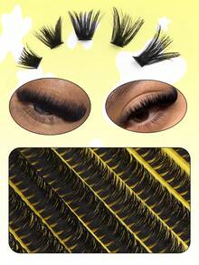 180 Clusters Mixed False Eyelashes, Curl Style D, Length 8-16mm, 80D Cluster Lashes, Dense & Fluffy Natural Crossing Lashes, 3D Soft & Natural, Easily Create Big Eye Effect - D - View 3