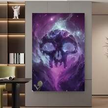 Framed 1pc Large Abstract Purple Pink Blue Wall Art Poster - Modern Space  With Deep Purple & Pink Nebula In Black Frame-Like Border,  ()  Design For Bedroom, Living Room, Office, Dorm Decor - Vibrant Cosmic Wall Decor In Deep Purple, Pink, Blue, Black & White - Easy To Hang With Adhesive Strips Included - Ideal Gift For Housewarming & Parties - Framed - 查看 3
