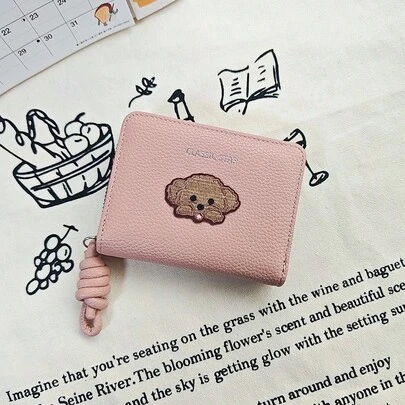 INS New Simple Style Cute Sticker Bowknot Zipper Women's Large Capacity Coin Purse