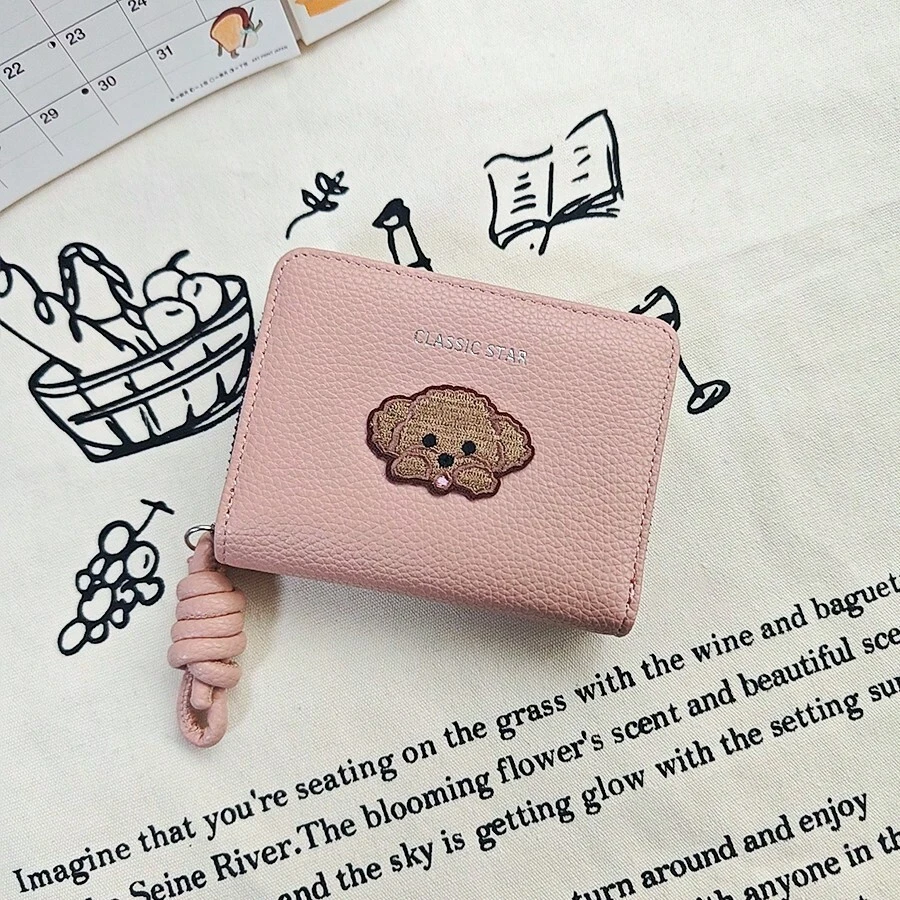 INS New Simple Style Cute Sticker Bowknot Zipper Women's Large Capacity Coin Purse - Pink - View 1