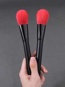 2pcs Soft Bristle Non-Shedding Makeup Brushes Set, Powder Blush Brush, Dense Face Makeup Brushes - Black - View 6