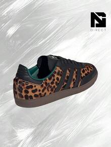 Adidas Samba OG Black Green Leopard (Women's)– Women's Lifestyle Sneakers – Shoes For Woman-Vintage-Spring & Summer-Inspired Running Shoes, Shock-Absorbing Comfort, Gym To Streetwear Casual Wear-Easter Gift– JI2735 - Core Black/Collegiate Green/Cream White - 查看 3