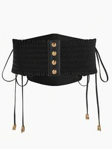 1pc Gothic Punk Lace Tassel Waist Chain Belt, Suitable For Halloween Night Party Or Daily Outfit Matching - Black - View 3