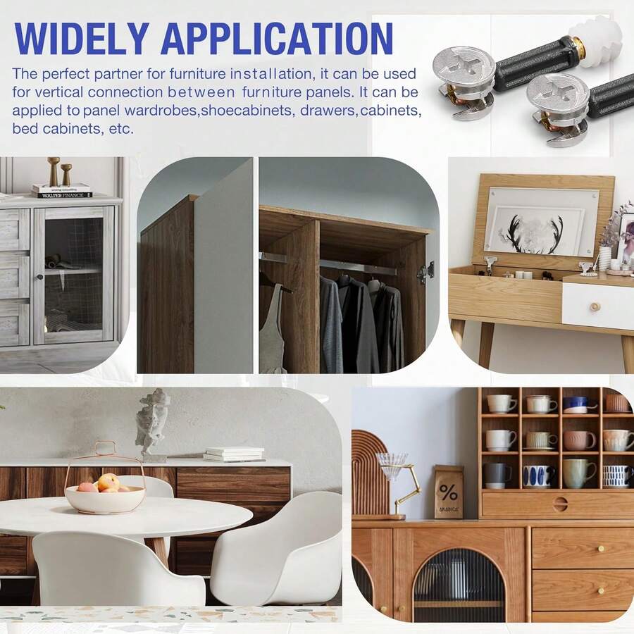 Đầu nối 3 trong 1, bánh răng lệch tâm bằng sắt dùng cho cửa tủ, đầu nối tháo lắp và cố định. - Bộ bánh răng lệch tâm - 1 chiếc - Xem 1