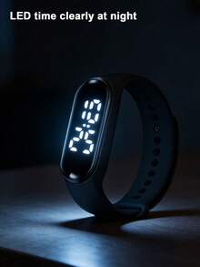 5pcs/Set Jam Tangan Digital LED Anak-Anak dengan Tali Silikon TPU, Menampilkan Waktu, Bulan, Tahun, dan Minggu, Tali Dapat Diganti, Cocok untuk Sekolah, Pemakaian Sehari-hari, Liburan & Hadiah, 1 Jam Tangan Hitam dengan 4 Tali Berwarna - Hitam - View 5