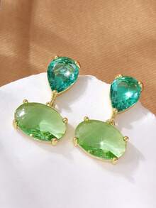 1 par de pendientes elegantes de gota de agua negra con borlas de cadena larga, diseño exclusivo de alta gama, adecuados para banquetes y fiestas - negro dorado - Ver 3