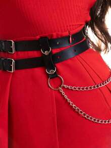 1pc Women's Sexy Gothic Style Chain Waist Belt, Punk Decor, Suitable For Daily Wear, Festivals And Party Outfit - Black - View 5