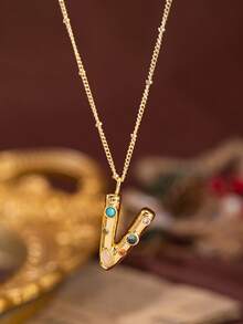 1pc Stylish And Simple Women's Necklace With 26 Letter Pendant (A-Z Capital Letters). Suitable For Everyday Wear, Unisex, And As A Gift For Friends. - Multicolor - View 10