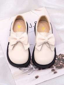 1 đôi giày lười da nữ, đế dày, đế mềm, chống trơn trượt, mũi tròn, kiểu dáng retro, phù hợp cho trẻ em và thanh thiếu niên, phong cách thường ngày, thoáng khí, thích hợp cho mùa xuân, hè, thu. - Màu be - Xem 2