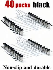 10 piezas de perchas para pantalones con pinzas chapadas en zinc, estante de almacenamiento multifuncional de acero inoxidable, antideslizante y sin rastro, adecuado para ropa, faldas, pantalones, vaqueros, artículos para el hogar, muebles, armario, regalo de inauguración de la casa, mudanza, artículos esenciales para volver a la escuela - Plateado - Ver 12