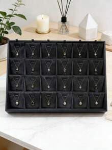 1pc 35x24x3cm Multi-Layer Jewelry Display Tray, Ring Storage Box, Necklace & Bracelet Holder, Photography Prop Display Stand, Black - Black - View 2