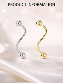 925 Sterling Silver Single Nose Ring, Spiral Rotating Nose Stud, Unique Curved Design, Ball Closure, Women's Spiral Nose Ring - Single Nose Ring - View 2