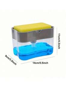 厨房洗手液套装包含按压泵、海绵架和免费海绵，适用于洗碗和浴室使用。 - 多色 - 查看 3