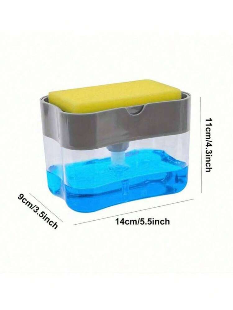 厨房洗手液套装包含按压泵、海绵架和免费海绵，适用于洗碗和浴室使用。 - 多色 - 查看 3