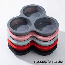 1个空气炸锅鸡蛋模具，23.5厘米 x 22.28厘米，硅胶煎饼模具，三孔松饼模具，烘焙工具，家居厨房配件 - 彩色 - 查看 10