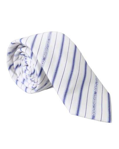 Dolce & Gabbana Striped Necktie Classic Design Men Blue And White Ties