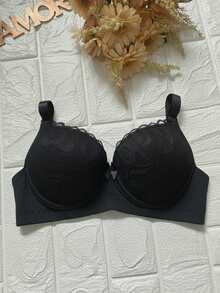 Set Of 2 Lace Bras With Padded Cups, Adjustable Straps, Reinforced Underwire, Polyamide Bras For Comfort And Support - Black and White - View 2