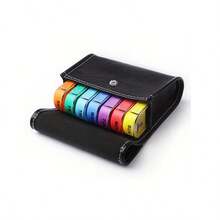 7-Day Pill Organizer With 4 Compartments Per Day, Faux Leather Case - Multicolor - View 14
