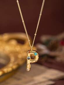 1pc Stylish And Simple Women's Necklace With 26 Letter Pendant (A-Z Capital Letters). Suitable For Everyday Wear, Unisex, And As A Gift For Friends. - Multicolor - View 7