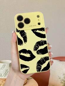 1pc Edgy Black Lip Print Pattern Phone Case.Bold Design,Modern Gothic Aesthetic,Compatible With Iphone 17promax/17pro/17/17Air/16promax/16pro/16/15promax/15pro/15/14promax/14pro/14/13promax/13pro/13/12promax/12pro/12 - 黑色 - 查看 5