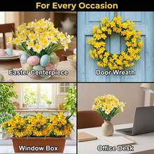 1 pieza Planta de narciso artificial con textura de mármol blanco resistente a los rayos UV, adecuada para decoración del hogar y fiestas, material de plástico duradero, textura realista, decoración del hogar con planta artificial - Multicolor - Ver 4