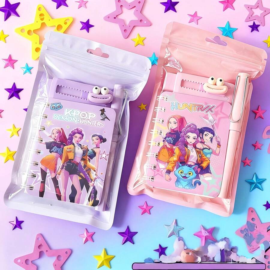 一套韩国女团文具套装，实用学生用品，奖励礼物，生日小礼物，Kpop周边商品（款式随机） - 彩色 - 查看 1