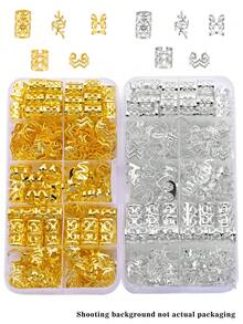 100颗波西米亚风迷你脏辫珠复古镂空发圈金银合金发饰发夹发圈发饰辫子发饰 - 混合色 - 查看 6