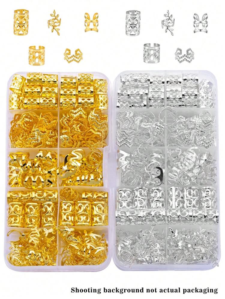 100颗波西米亚风迷你脏辫珠复古镂空发圈金银合金发饰发夹发圈发饰辫子发饰 - 混合色 - 查看 5