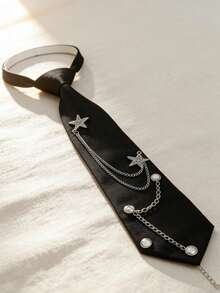 Women's Fashion Casual Star Metal Chain Tie, No Tie Required, Vacations, And Traveling - màu đen - Xem 4