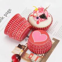 心形纸杯蛋糕衬垫，一次性松饼烘焙杯，适用于情人节、婚礼、生日、万圣节、圣诞派对 - 彩色 - 查看 9