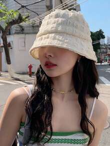 1pc Women's Cloud Bubble Texture Bucket Hat - Lightweight Breathable Sun Hat, Wide Brim Design To Flatter Face Shape, Loose Fit Comfortable Wear, Suitable To Pair With Vest And T-Shirt, Spring/Summer - Multicolor - View 3