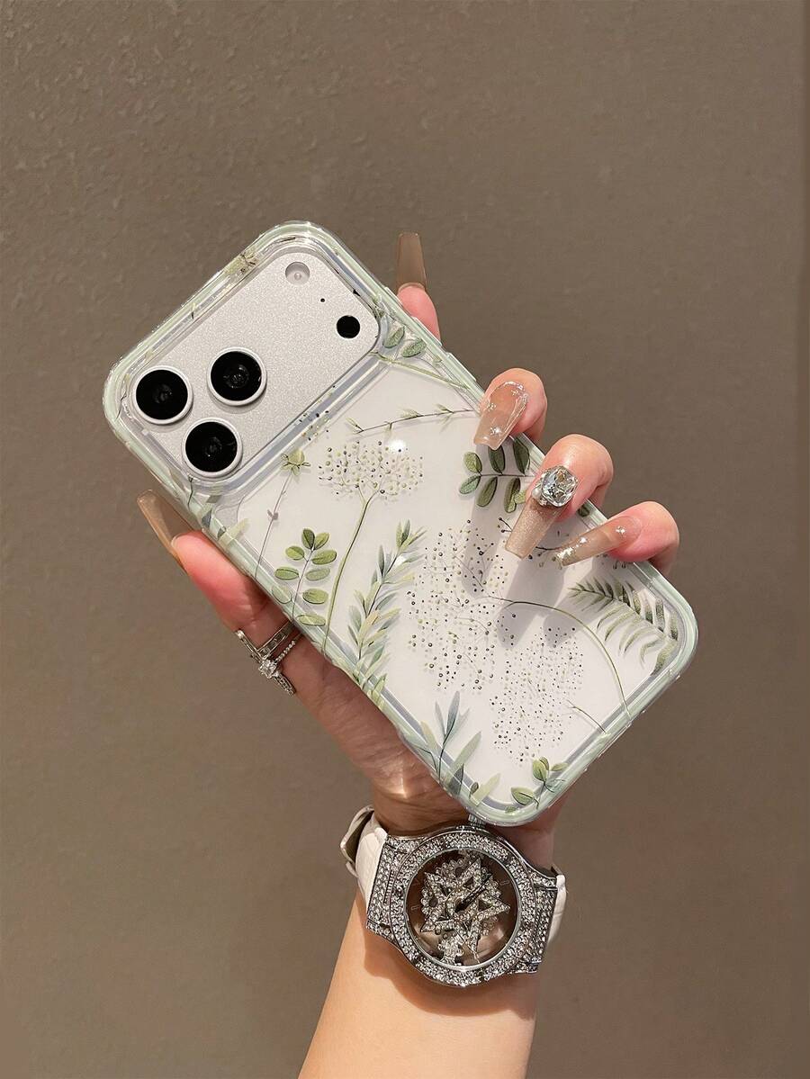 Casing Ponsel Transparan Dua Lapis Motif Daun Hijau Tahan Guncangan dengan Jendela Lensa Besar, Perlindungan Tahan Guncangan Seluruh Bodi, Desain Daun Hijau Jernih, Kompatibel dengan iPhone 11/12/13/14/15/16/16 Pro Max/12 Pro/13 Pro/14 Pro/15 Pro/16 Pro/14 Plus/15 Plus/16 Plus/12 Pro Max/13 Pro Max/14 Pro Max/15 Pro Max/16 Pro Max, Apple 17/17 Pro/17 Pro Max/Air Terbaru, Koleksi Musim Panas, Hadiah Musim Semi - Hijau - View 1